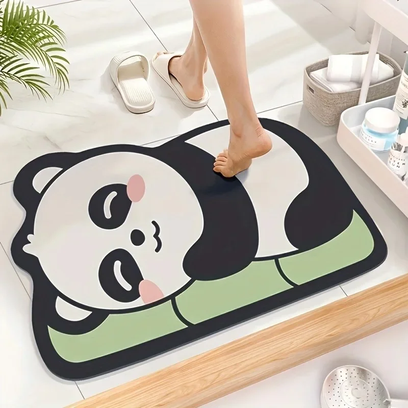 Cartoon Bath Mat Cute Diatom Bathroom Mat Super Absorbent Non-Slip Toilet Pad Quick-Drying Floor Mat Shower Bathroom Foot Mats