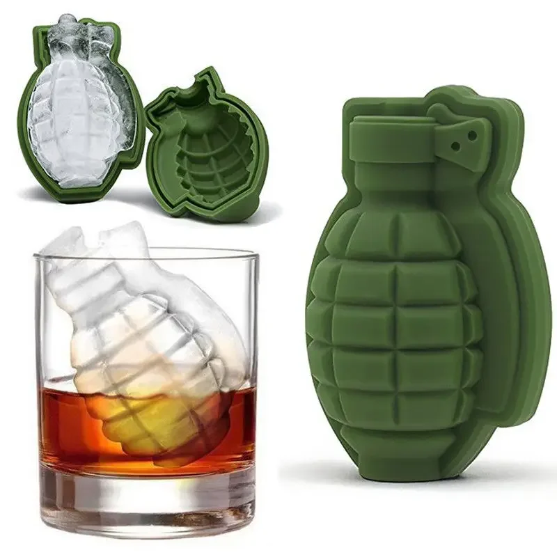 3D Grenade Shape Ice Cube Mold Freez Box Whiskey Silicone Ice Machine Bar Accessoires Cake Decorating Tools Chocolate Fondant