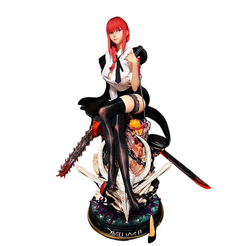 Anime Chainsaw Man Figur Makima Actionfiguren PVC-Statue Desktop-Ornament Sammlermodell Spielzeug Geschenke 46cm/18,11 Zoll