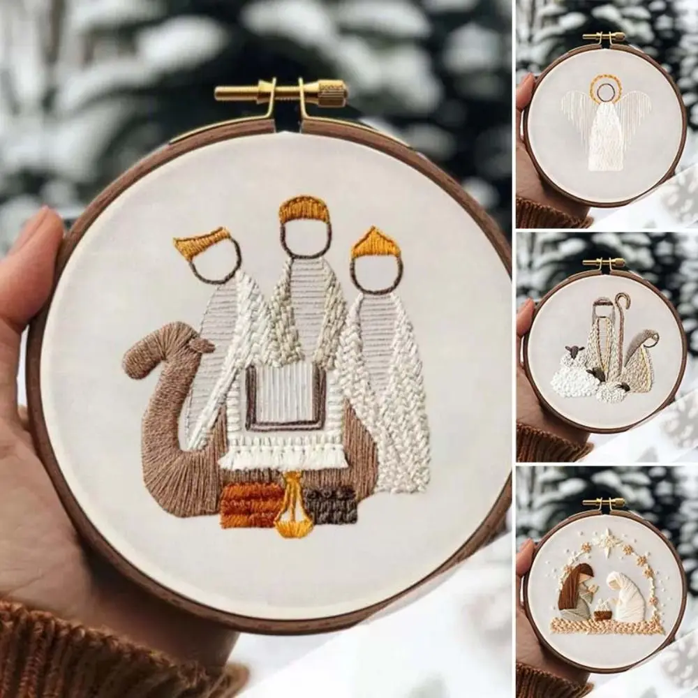 Kerst kruissteek kerststal borduurpakket kruissteek set niet-afgewerkte producten DIY religieus vintage borduurwerk