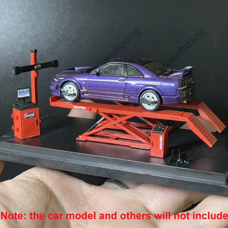 1Set 3D Gedruckt Simulation Allrad Ausrichtung Auto Reparatur Tools Kit Garage Szene Modifizierte Teile für 1/64 skala RC Auto Modell