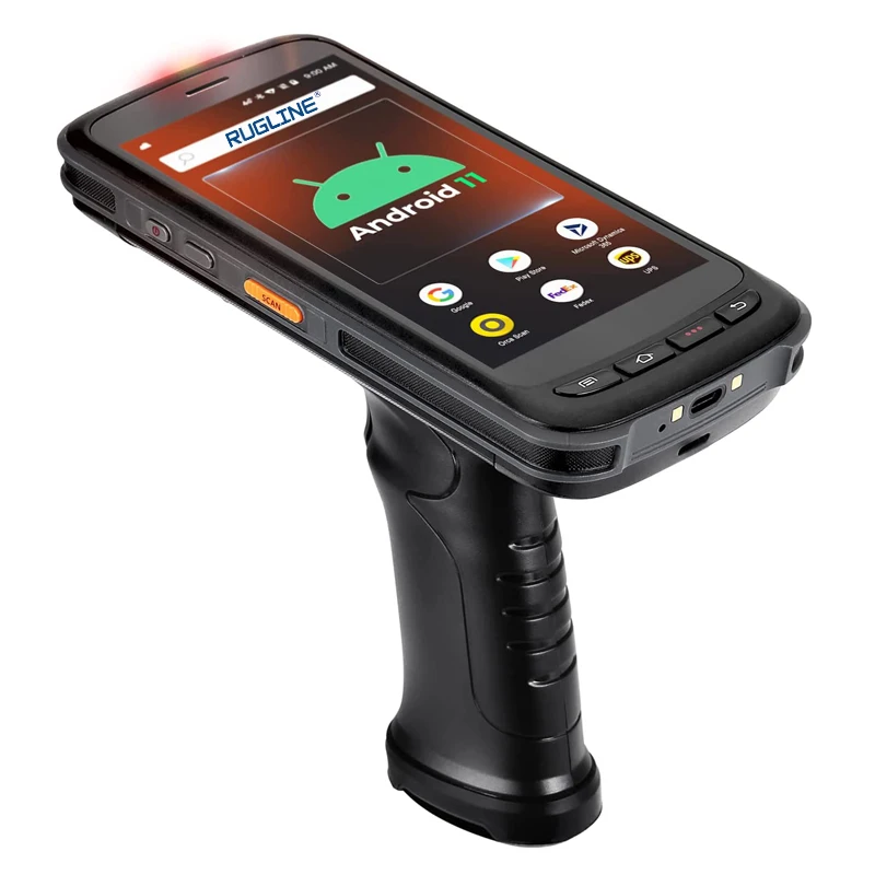 Android 11 Handheld Pistol Grip with 1D 2D QR Zebra Scanner 5.2'' Screen 4G Wi-Fi Mobile Computer for Inventory Management