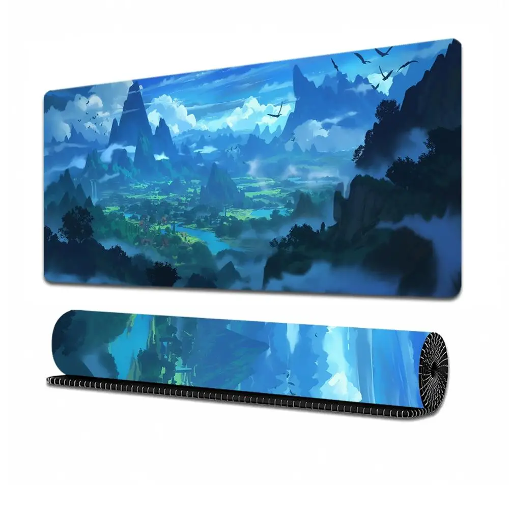 Alfombrilla de ratón de tela impermeable, Base de goma antideslizante, alfombrilla de escritorio Extra grande, impresión de arte al óleo de paisaje, alfombrilla de escritorio de ordenador Premium