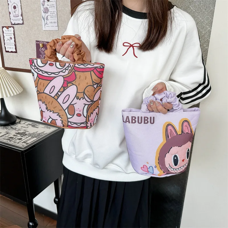 Labubu Monster Party Cartoon Cute Handbag Girl Student Commuter Portable Shoulder Bag Bucket Bag Birthday Christmas Gift