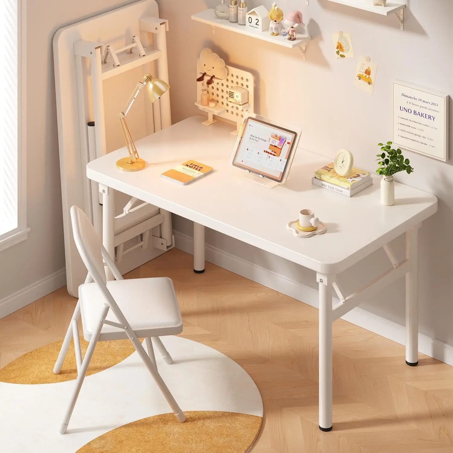 

Small Folding Computer Desk - 31.5 Inch Foldable Small Spaces Compact Desk,No Assembly,Bedroom, Dorm and, Custom