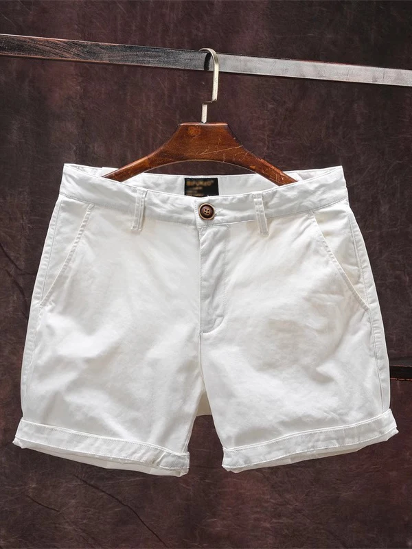 

Летняя мужская облегающая повседневная хлопковая одежда в американском стиле ретро, ультра-отра, рабочая одежда со средней талией, прямая трубка, чистый цвет