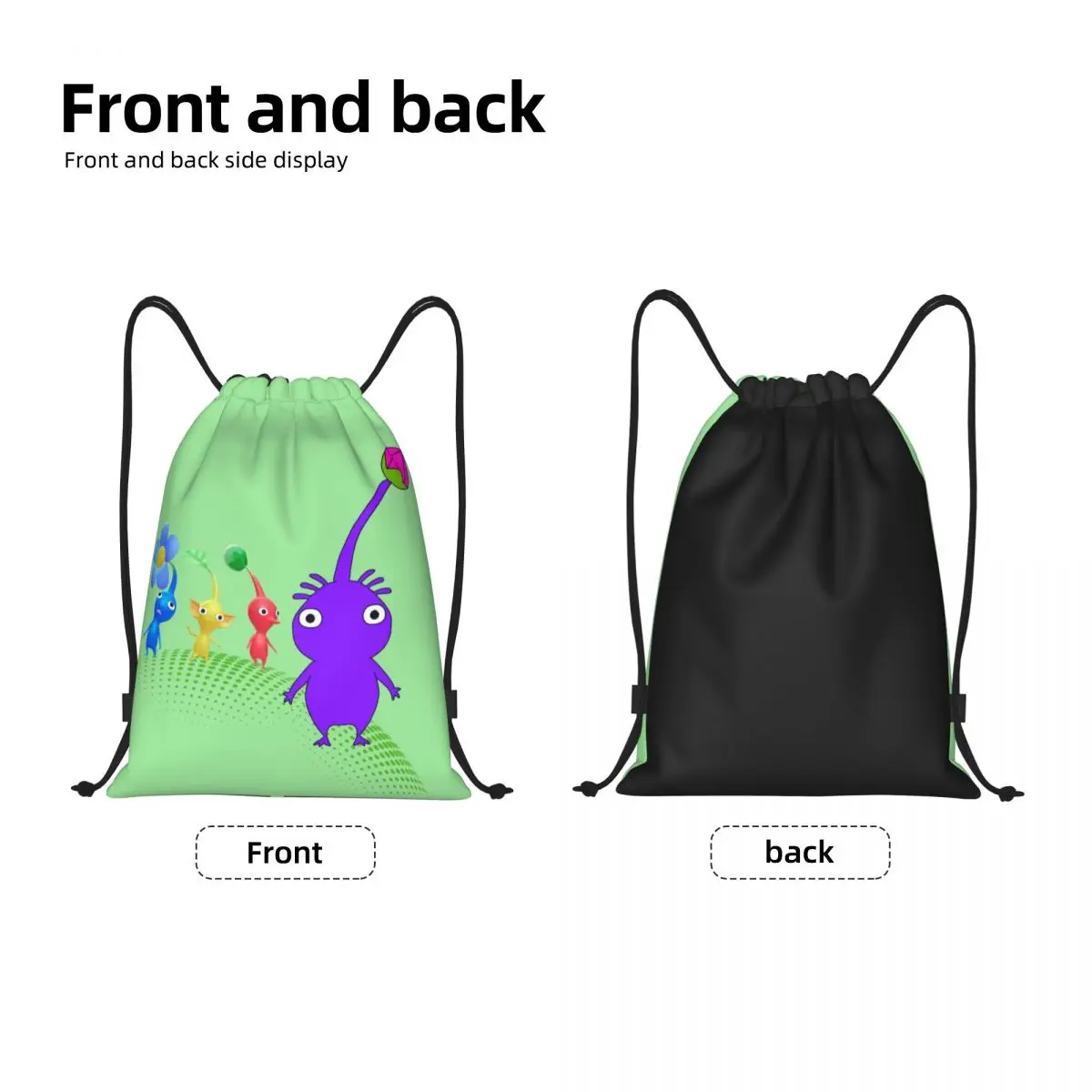 Pikmins-mochila con cordón personalizada para hombre y mujer, bolsa ligera con dibujos animados de Anime, para gimnasio, deportes y Yoga