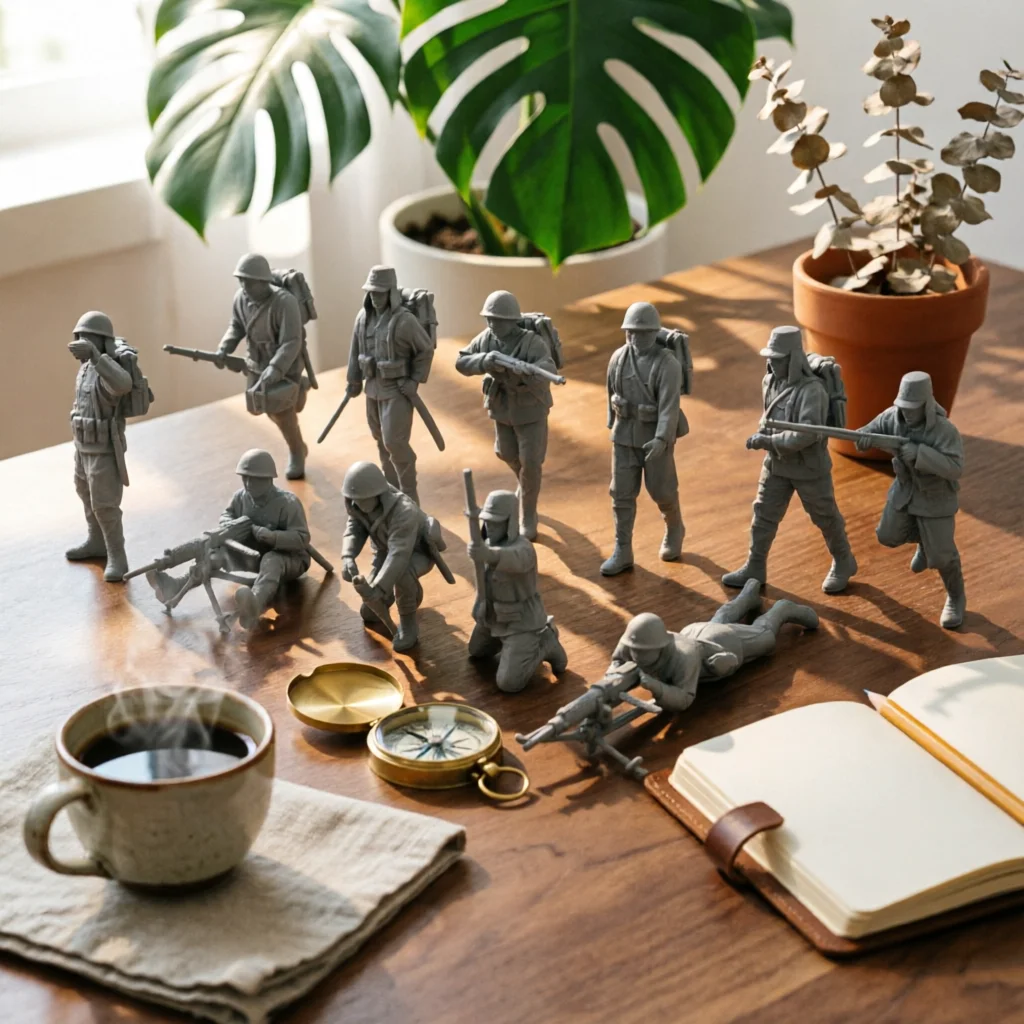 11 Pieces Unpainted Miniature Soldier No Base Resin Soldier Figurine Small-Scale Figurine Realistic Decor Compact