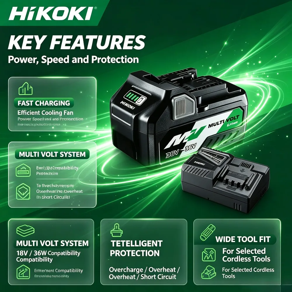 Factory Original Genuine BSL1860 18V/36V Dual Voltage Lithium Battery, Multi-Tool Compatible HiKOKI Hitachi Slide Machines