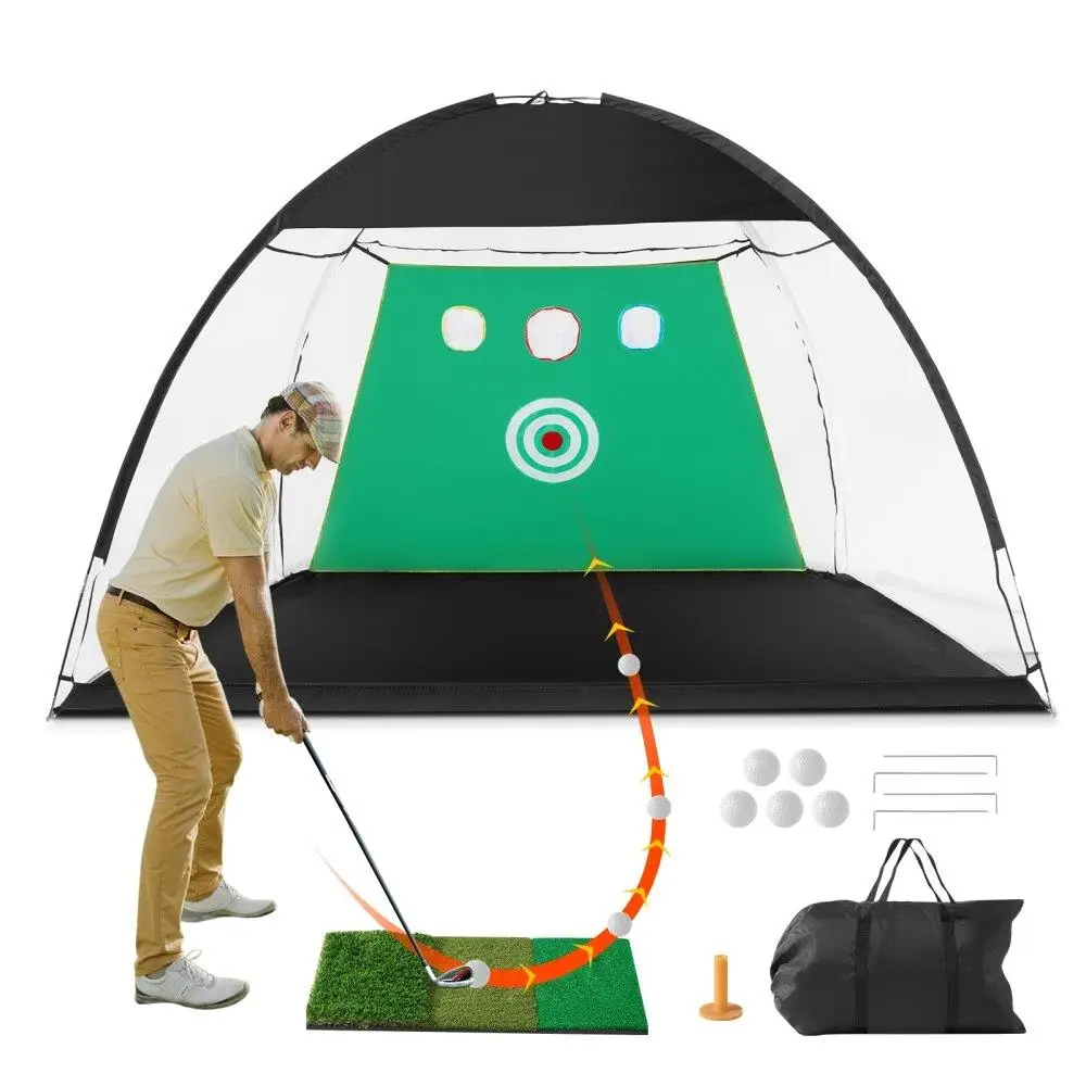 

Golf Practice Net 10x7FT Hitting Aid Target Mat Carry Bag Indoor Outdoor Training