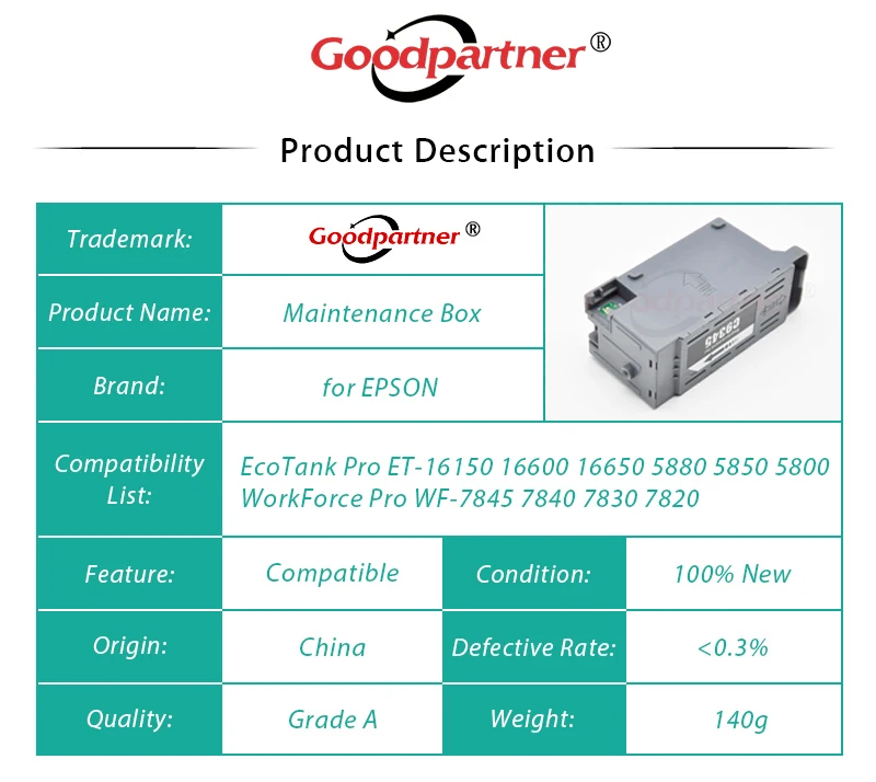 1X C9345 C12C934591 Ink Maintenance Box for EPSON ET 16150 16600 16650 5880 5850 5800 WF 7845 7840 7830 7820 L8168 L8188 WF7800