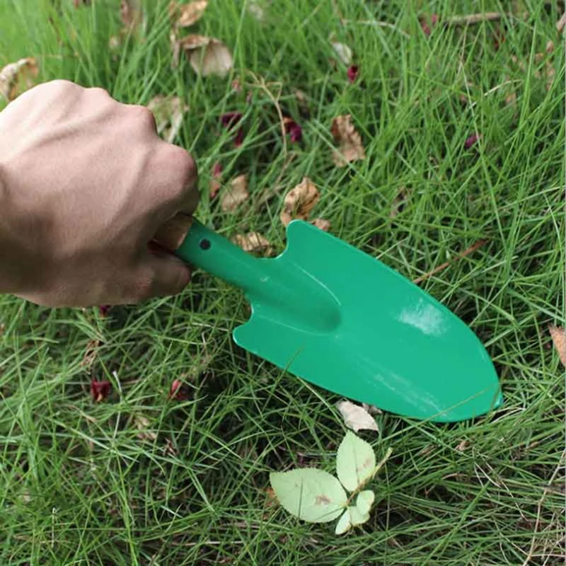 Pá de jardinagem reforçada com punho de madeira, pá solta para plantio de solo de jardinagem, fácil de usar