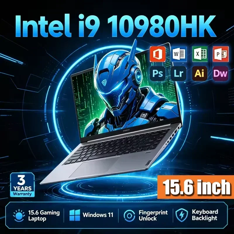 2026 Hot 15.6 inch Gaming Laptop Intel Core i9-10980HK 16GB RAM 1TB SSD Win11 Pro Portable Notebook Computer for Gaming Business