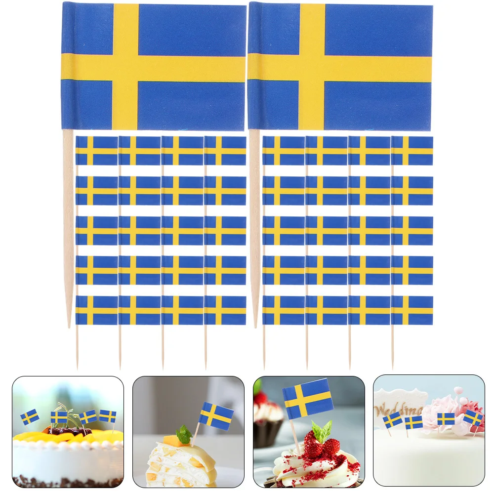 

200Pcs Flag Pattern Cupcake Picks Party Dessert Decorations for Fruit Sandwich Cheese Appetizer Cocktail Toothpicks