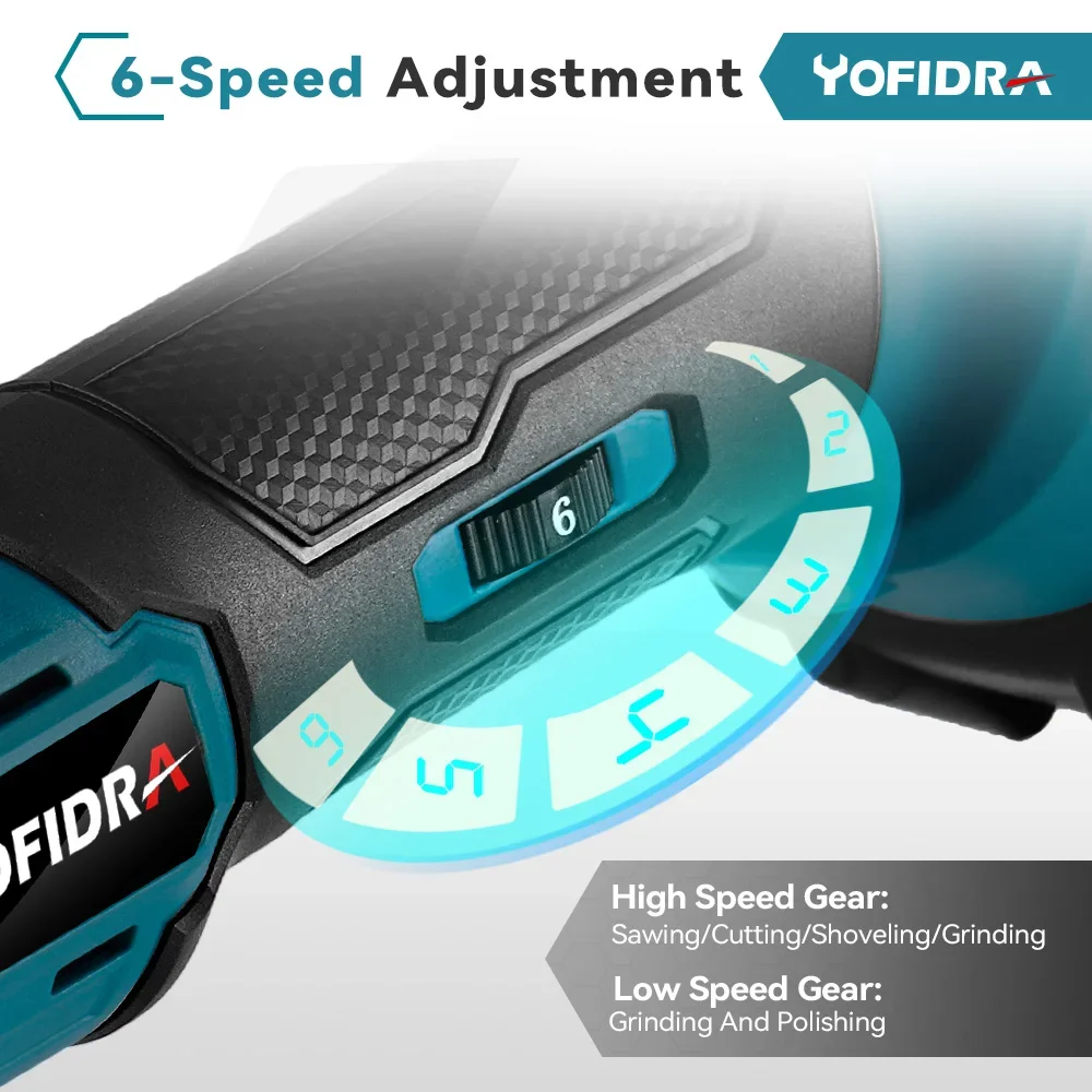 Yofidra Brushless Oscillating Multi Function Tool for Makita 18V Battery Electric Saw Trimmer Shovel Polisher Woodworking Tool