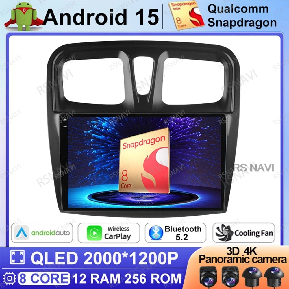 

Android 15 Car Radio For Renault Logan 2 Sandero 2 2012 - 2019 Navigation Viedo Player 4G LTE Wireless Carplay Auto Qualcomm GPS