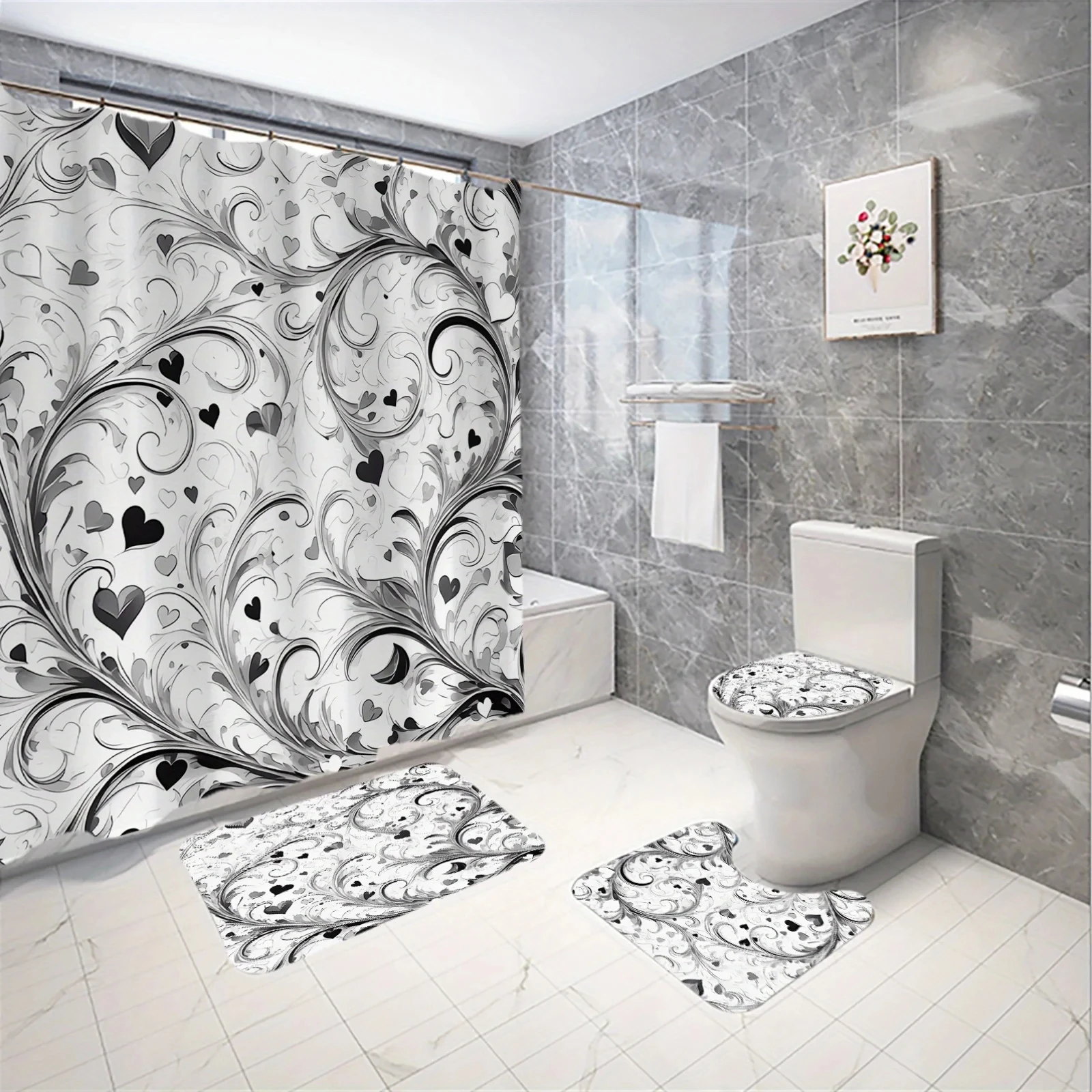 4Pcs Gray Romantic …