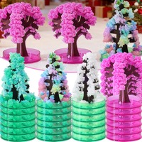 Magic Christmas Tree Sakura Tree Miniature Ornaments DIY Growing Paper Plants Cherry Blossom Science Toys Desktop Decor Props