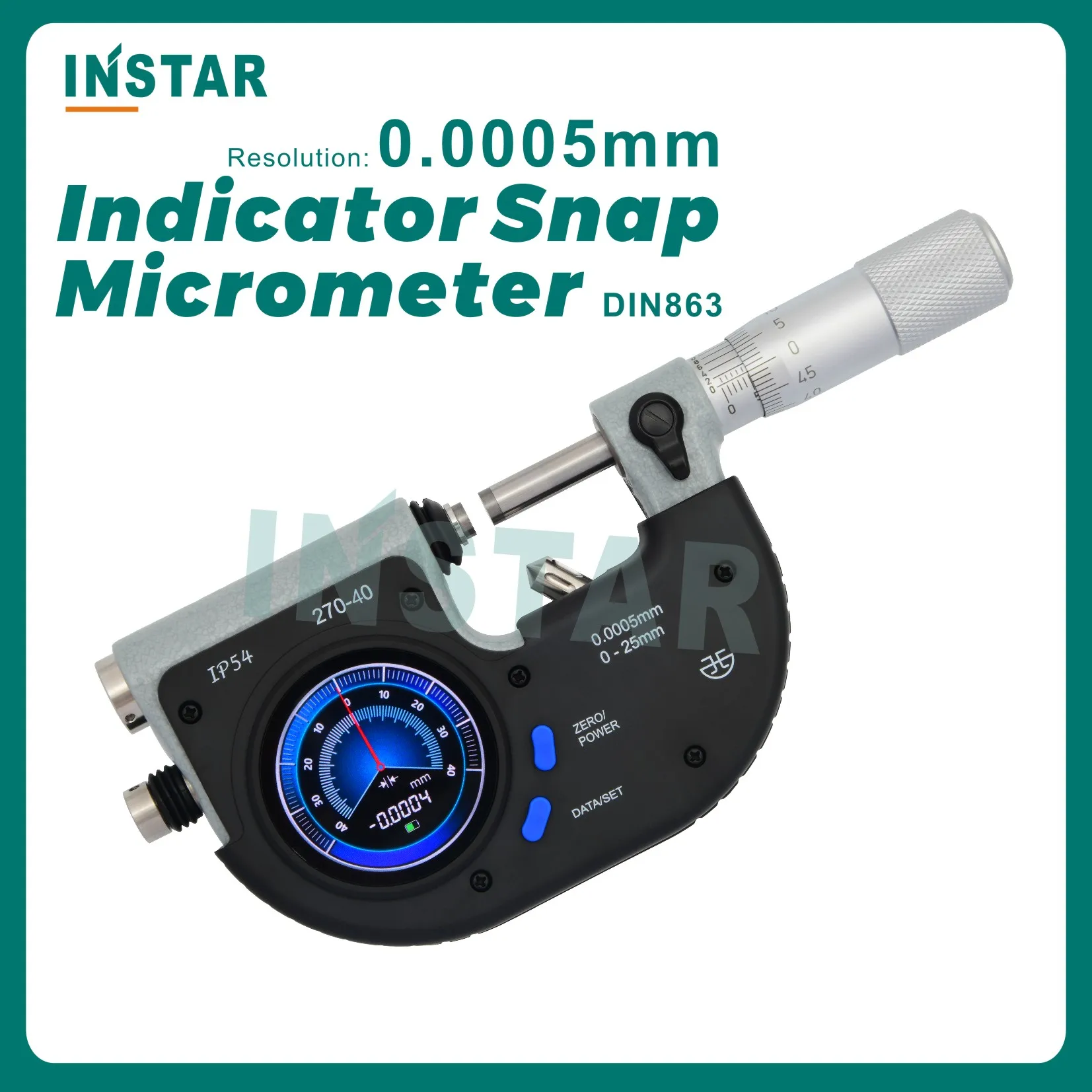 Digital Indicator Snap Micrometer Outside 0-25mm x 0.0005mm Industrial Quality DIN Grade