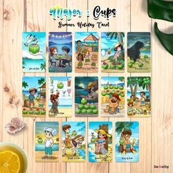 12*7cm 78pcs Summer Holiday Tarot | Unique Indie Tarot Deck for Beginners | Cute Cartoon | Foil Gold Edge