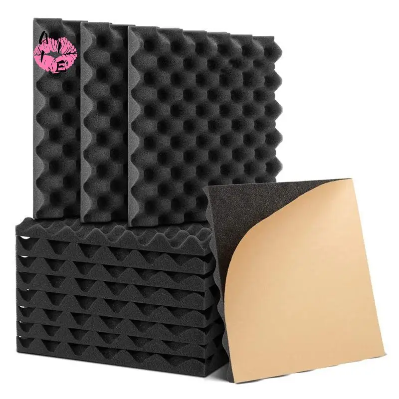 A11E-12 Pack Self-Adhesive Sound Proof Foam Panels, High Density Soundproof Wall Panels Egg Crate Sound Panels
