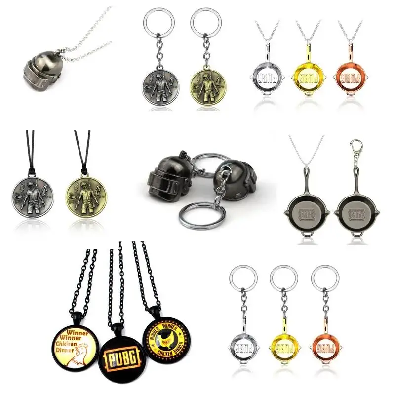 PUBG Keychain Playerunknowns Battlegrounds Backpack Armor Helmet Flare Gun Keyring Key Chain Ring Jewelry