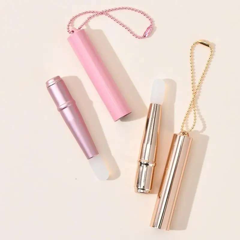 ミニシリコンリップブラシコンシーラーブラシカバーチェーン付きリップマスクアプリケーターリップグロスブラシ口紅ブラシメイクアップ美容ツール