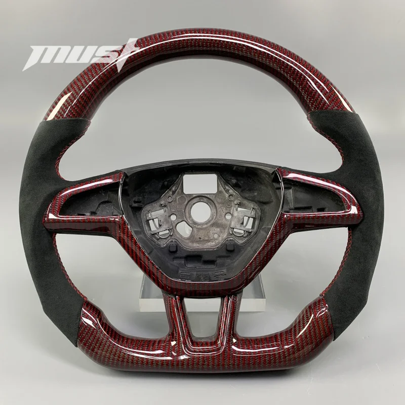 

Series Octavia RS Scout Kodiaq Fabia Superb Scala Rapid 2014-2020 Custom Sport Red Carbon Fiber Steering Wheel