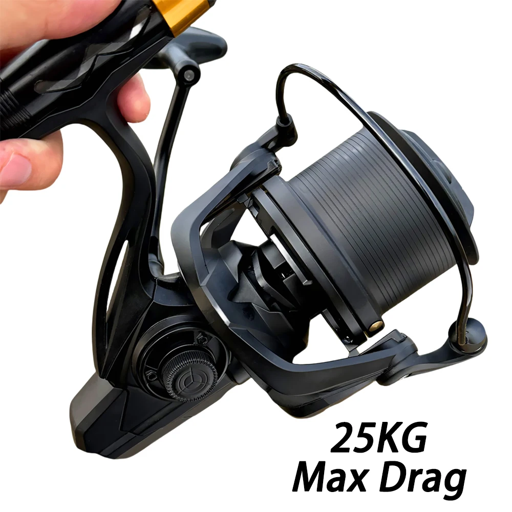 Große Spinn-Angelrollen 8000 9000 10000 12000 14000 Langwurfsrad Drag 20 kg Leistungsstarke Rolle für Karpfenangeln Seebootspule