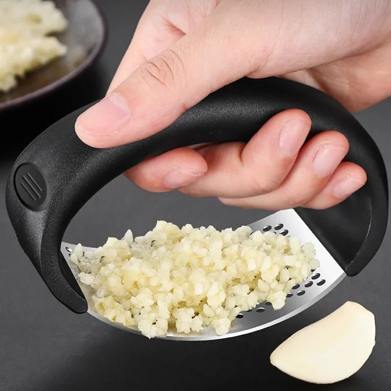 Stainless Steel Garlic Press Easy Clean Labor Saving Cooking Gadget Household Kitchen Garlic Mashing Tool Garlic Crusher