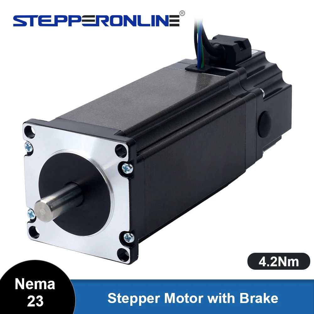 

STEPPERONLINE Nema 23 Stepper Motor 4.2Nm 4.2A 10mm Shaft Diameter with Brake 2 Phase Stepper Motor for CNC Machine