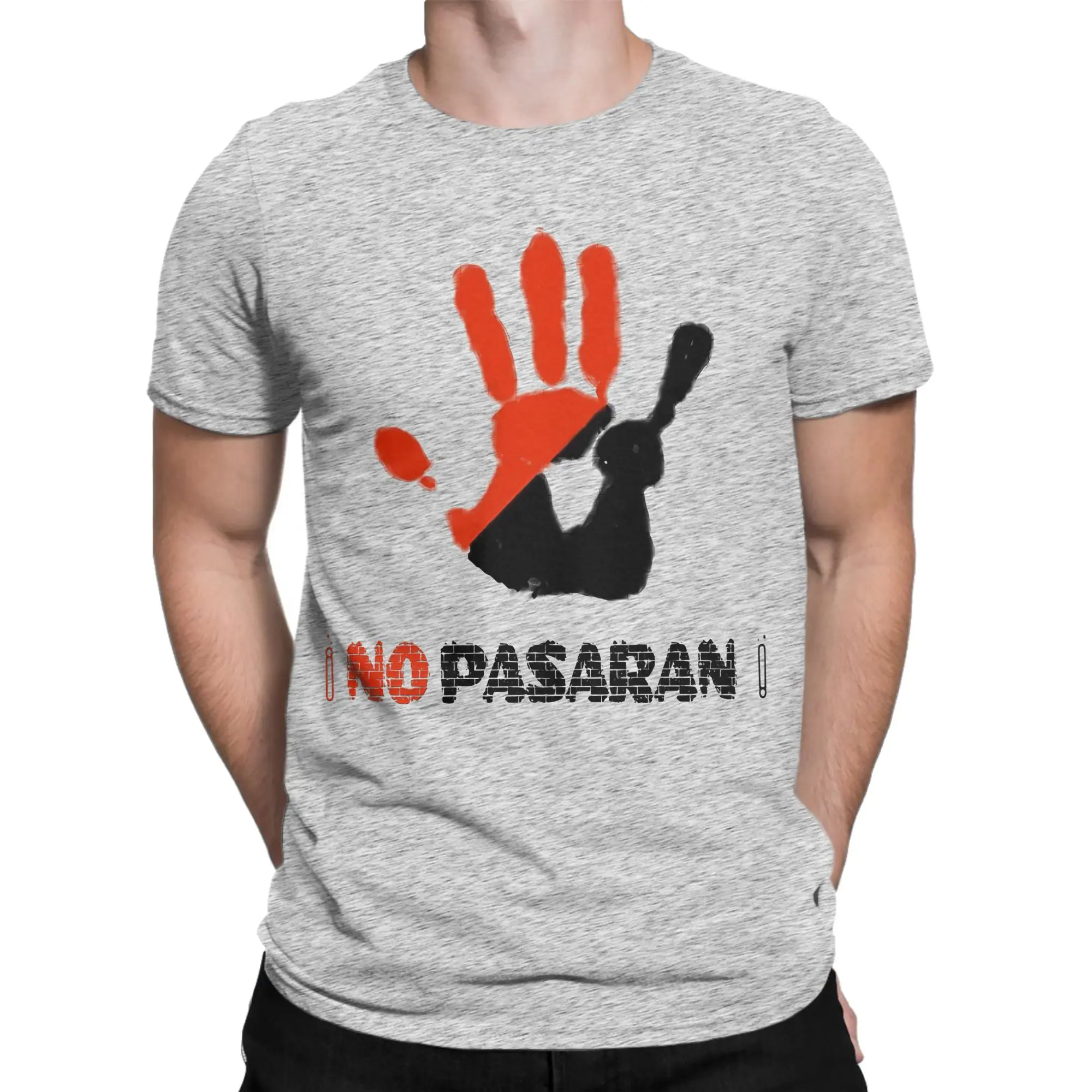 No Pasaran T-Shirts for Men Women  Funny 100% Cotton Tees Crew Neck Short Sleeve T Shirts Adult Tops