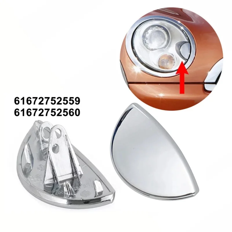 2pcs Car Headlight Washer Nozzle Cover Cap Replacement Part For Mini Cooper R55 R56 R57 R58 R59 08-14 61672752559 61672752560