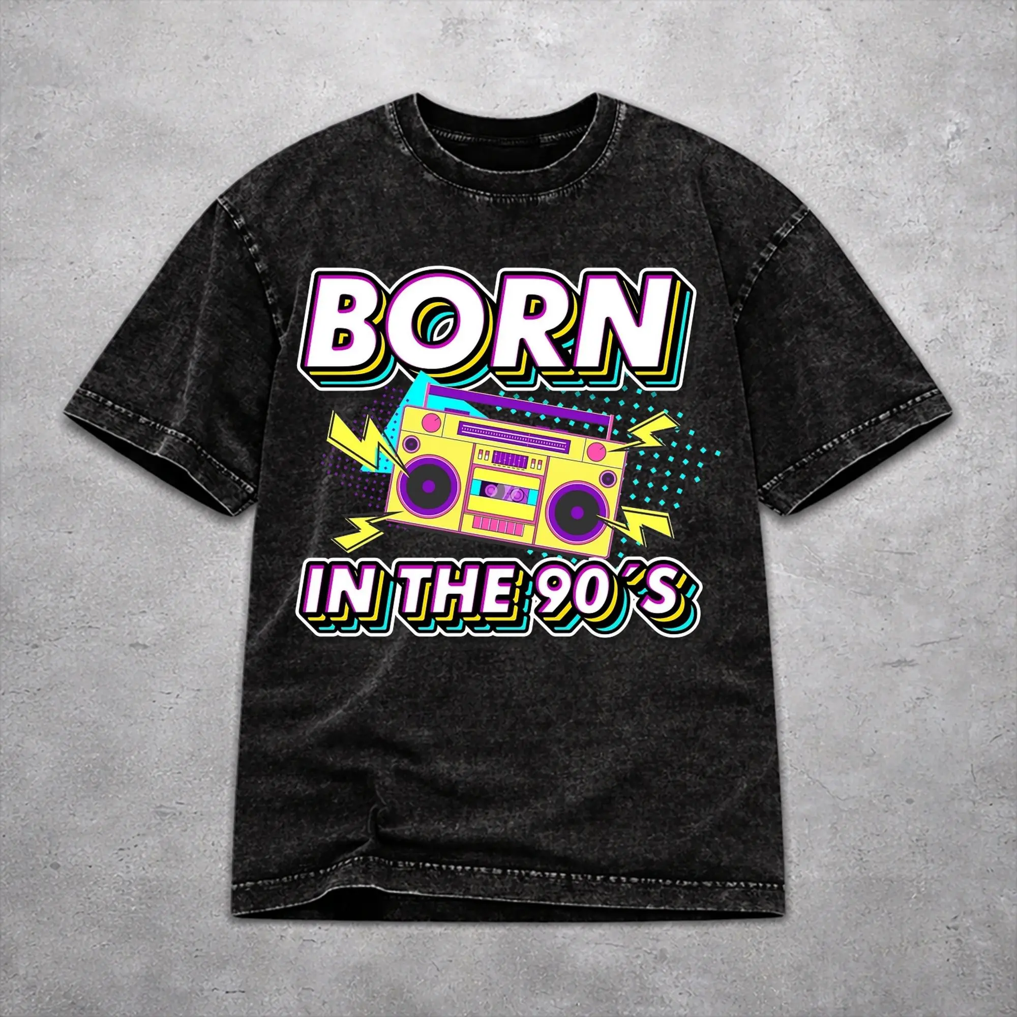Novelty Women Men Born In The 80's Raised In The 90's Tee Shirt Washed Style  T Shirts Apparel