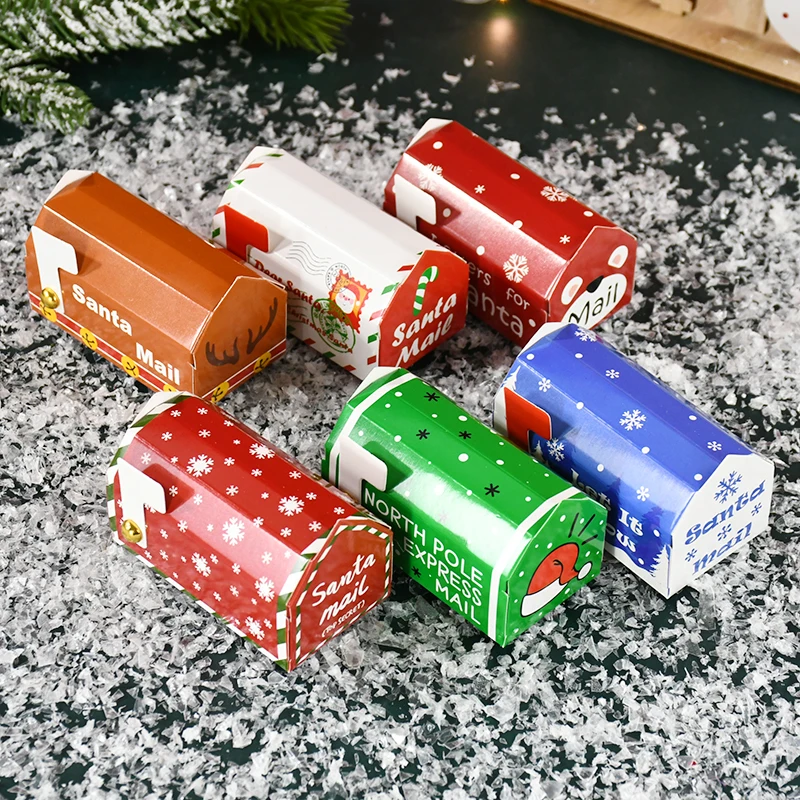 6Pcs Mailbox Shaped Christmas Gift Boxes Large Capacity Paperboard Candy Cookie Biscuit Chocolates Packaging for Kids