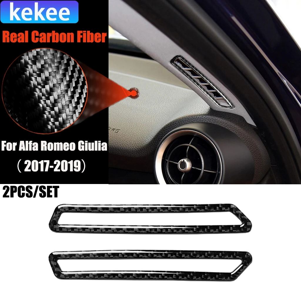 

Carbon Fiber Car Accessories A-pillar Air Vent Panel Modified Interior Trim Cover Soft Sticker For Alfa Romeo Giulia 2017-2019