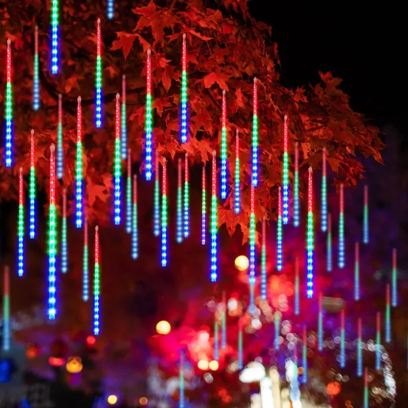 8 Buizen Meteorenregen Led Lichtslinger Bruiloft Slinger Kerstboom Decoraties Voor Outdoor Nieuwjaar Sprookjesachtige Tuinverlichting