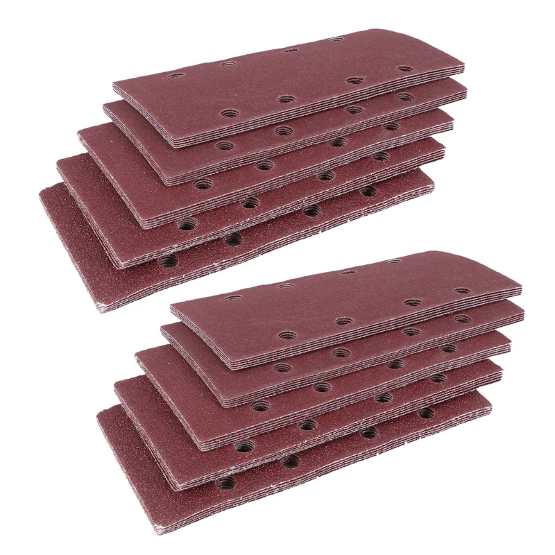 

50 Pcs Sanding Pads,Sanding Paper Hook And Loop Sand Sheet 93X185mm Punched 8 Holes Grits 40/60/80/120