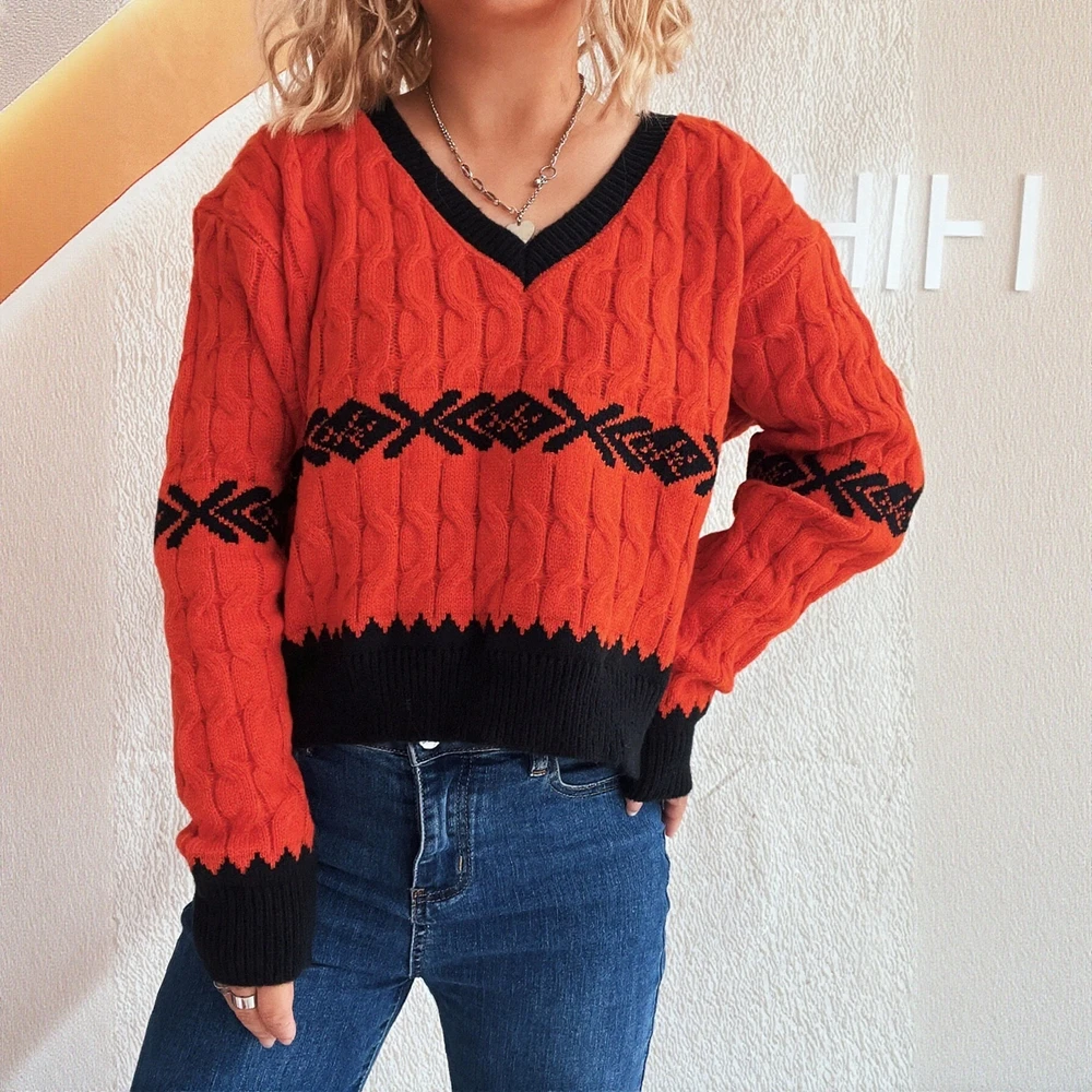 

Осенне-зимний свитер с длинным рукавом и круглым вырезом, прямой стиль, женская мода, материал высшего качества