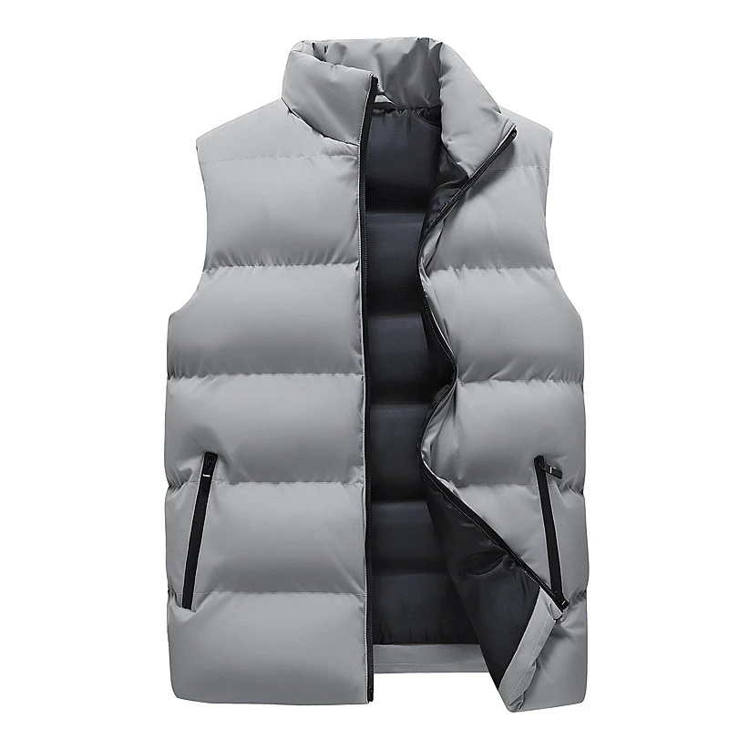 Mens Vest Jacket Warm Sleeveless Jackets Winter Waterproof Zipper Coat Autumn Stand-up Collar Casual Waistcoat Brand Clothing