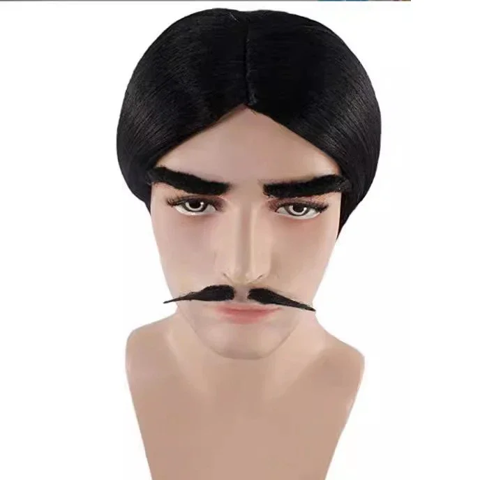 Gomez Addams Play The Role Головные уборы Campus Stage Perform Ролевая одежда Опора Аниме Роль Семья Аддамс Мужской свинцовый нарядный парик