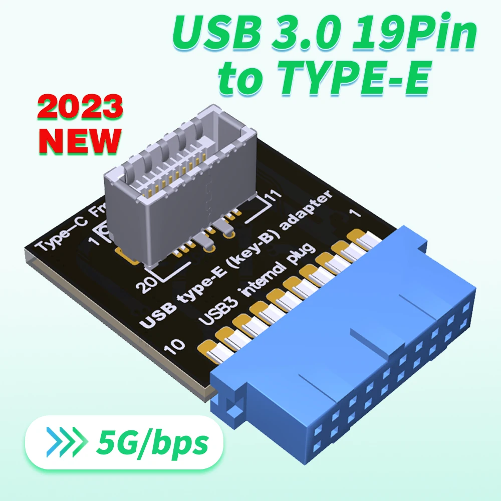 

2023 NEW USB 3.0 19PIN To TYPE-E Adapter Card Board 5G/bps for Computer Motherboards with 19PIN Interface ADT F9P