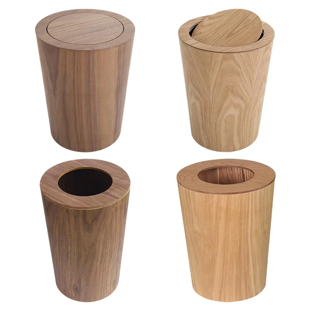 Natural Solid Wood Trash Can Nordic Style Bathroom Rooms Cleaning Tools