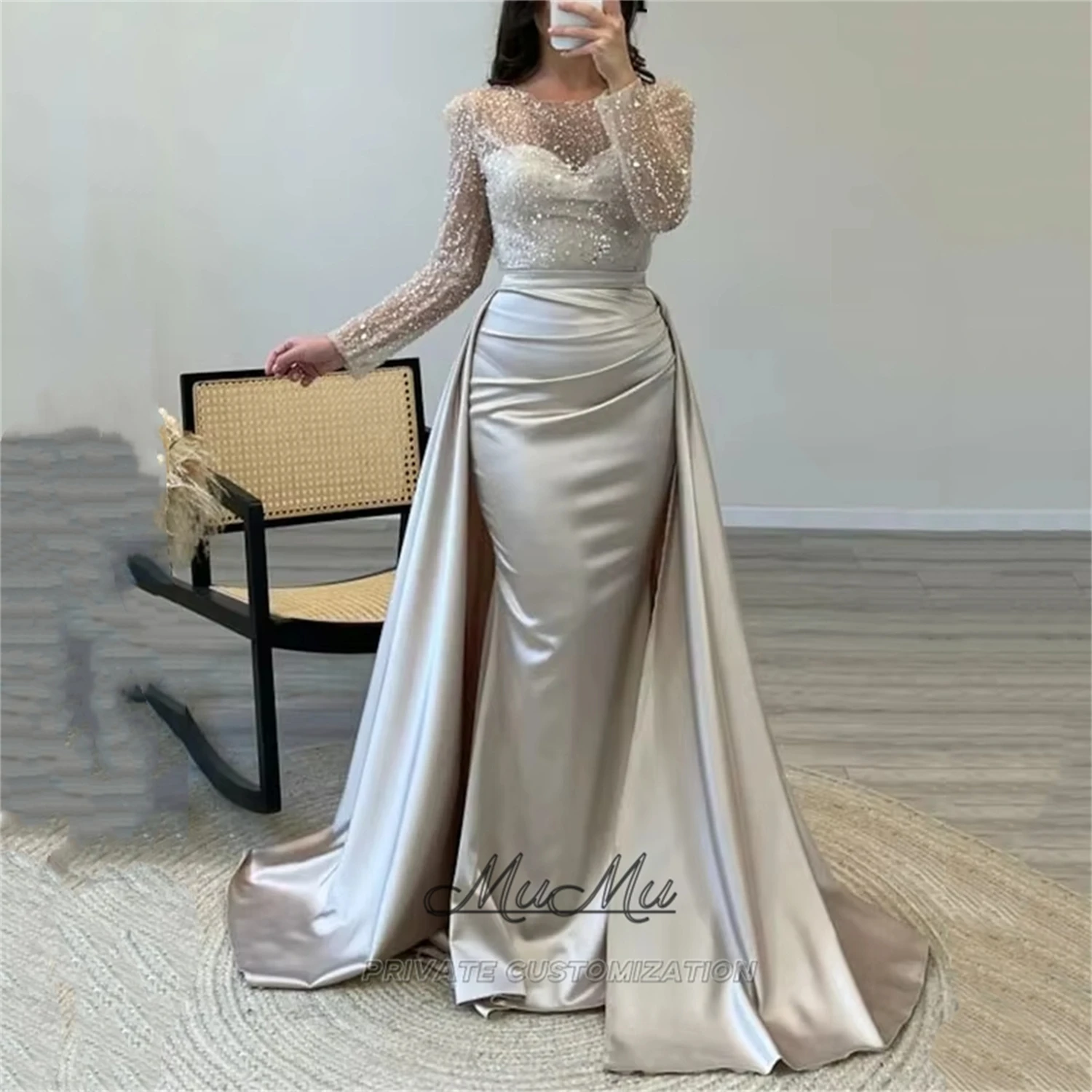 

MuMu Customized Evening Dresses Women Elegant Party Dresses Prom dresses 2025 Long-sleeved sequin dresses Elegant Long Dresses