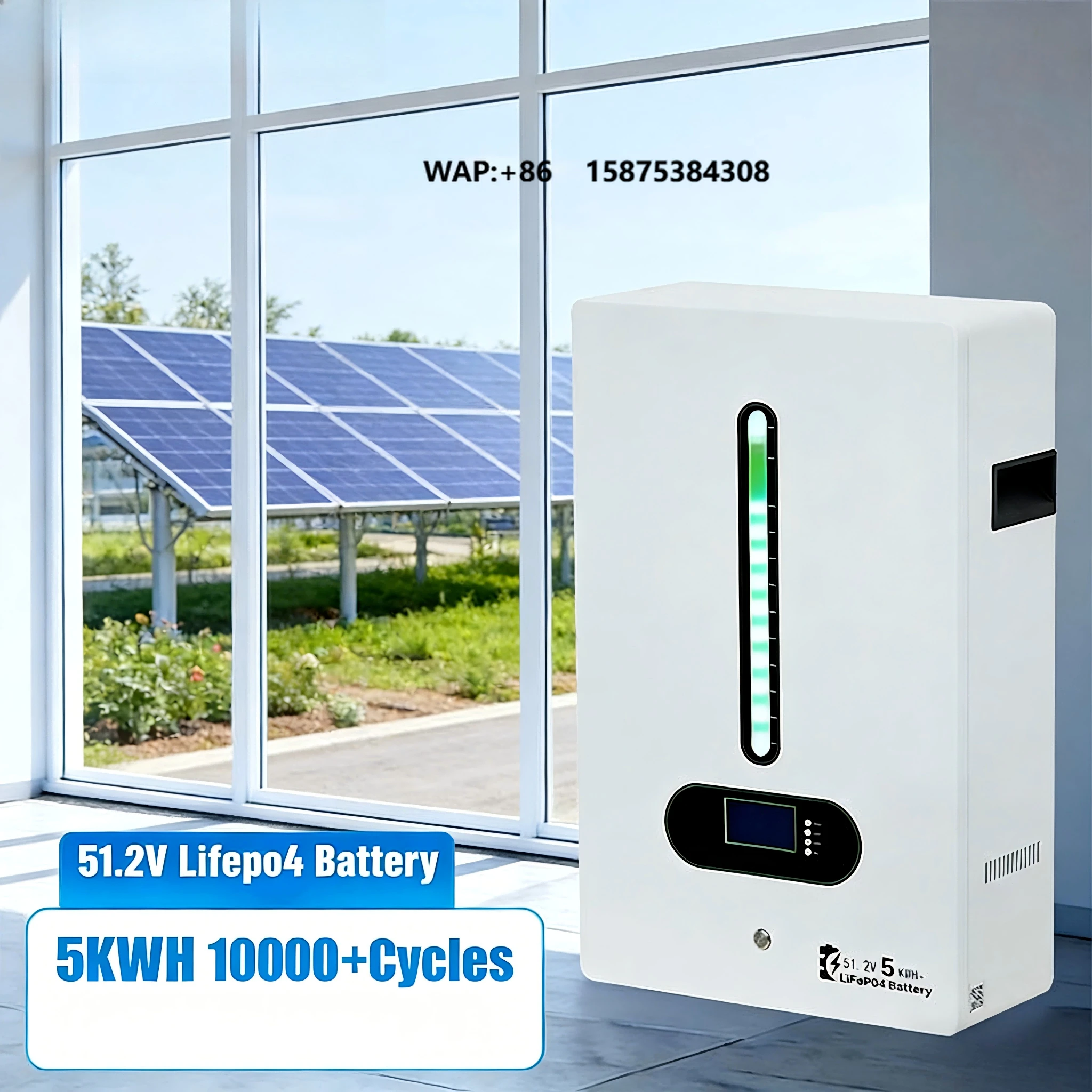 Solar Panel 51.2V 5KW Lithium Iron Phosphate Hybrid Home Appliance Energy Storage RS485/RS-232 Communication Port Solar System