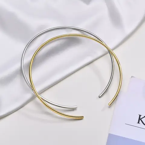 Chokerhalsband för kvinnor, öppen krage choker vridmoment halsband justerbart, enkla smycken i rostfritt stål 6 best sales halsband - №4