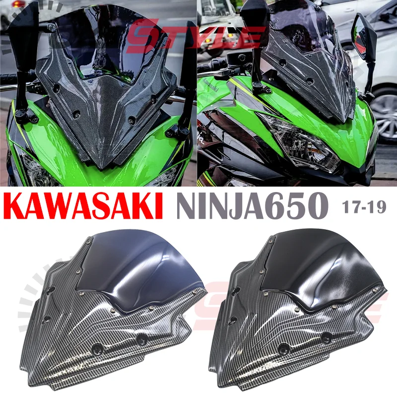 

Motorcycle Racing Sports Carbon Fiber WindScreen Windshield Deflector Viser Visor For KAWASAKI NINJA650 NINJA 650 2017 2018 2019