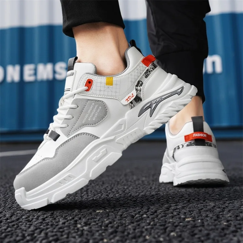 

Мужская модная повседневная кожаная обувь, удобные противоскользящие кроссовки на шнуровке с низким вырезом, сезонные кроссовки для мужчин на весну и осень