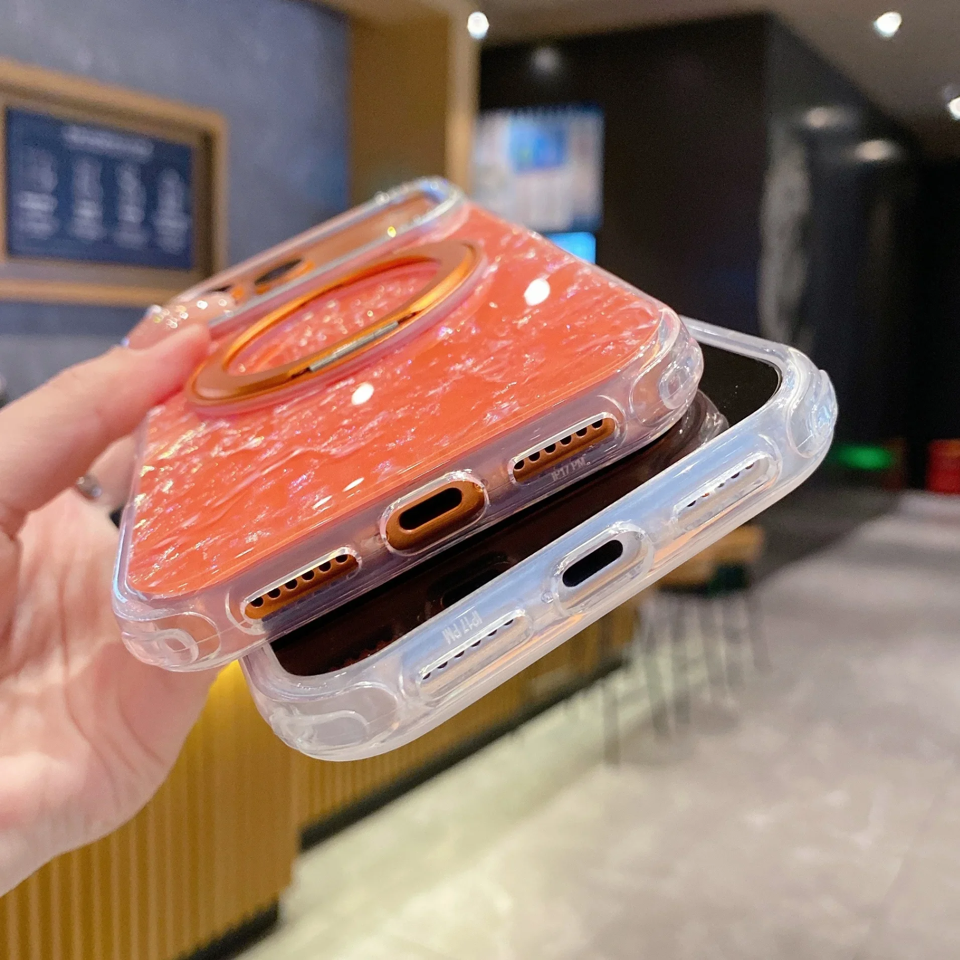 حافظة هاتف لامعة على الموضة الفاخرة مع حلقة مغناطيسية الماسية حامي الكاميرا MagSafe غطاء آيفون 17 16 15 14 13 #6