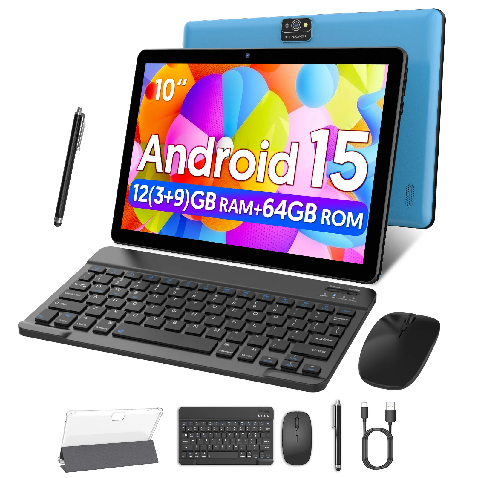 تابلت اندرويد 15، شاشة 10.0 بوصة، معالج رباعي النواة، ذاكرة وصول عشوائي 12 جيجابايت (3 جيجابايت + 9 جيجابايت)، تخزين 64 جيجابايت، كاميرات مزدوجة 2 ميجابكسل + 8 ميجابكسل، 6000 مللي أمبير في الساعة